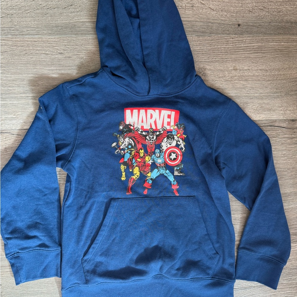 Boys Size Small Marvel Superhero Blue Soft Fleece Interior Hoodie - Never Worn!